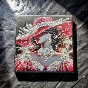 Hand Crafted Rhinestone Pink Lady Notebook Case